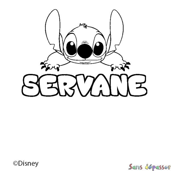 Coloriage pr&eacute;nom SERVANE - d&eacute;cor Stitch