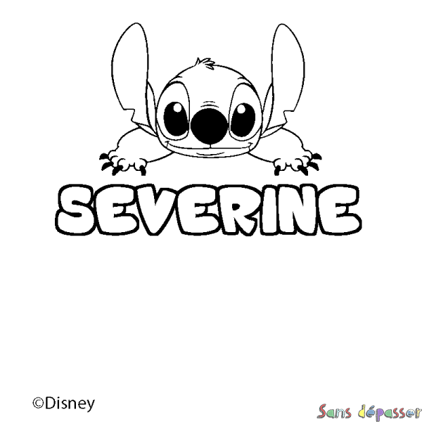 Coloriage pr&eacute;nom SEVERINE - d&eacute;cor Stitch