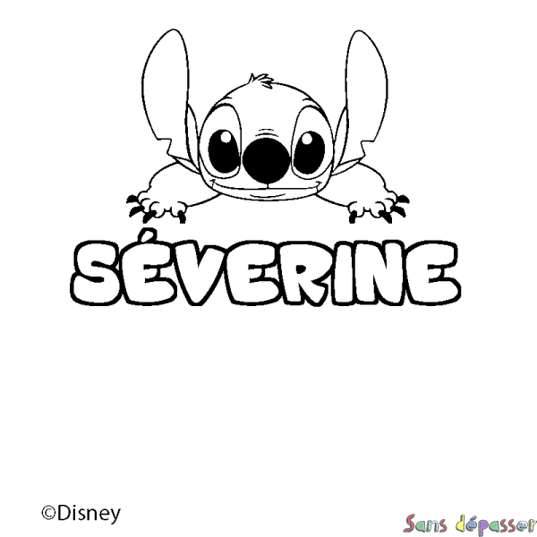 Coloriage pr&eacute;nom S&Eacute;VERINE - d&eacute;cor Stitch
