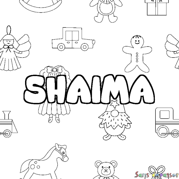 Coloriage prénom SHAIMA - d&eacute;cor Jouets