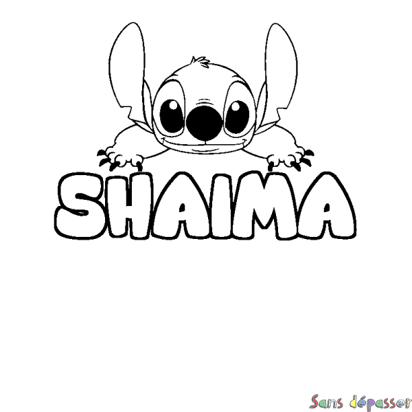Coloriage prénom SHAIMA - d&eacute;cor Stitch