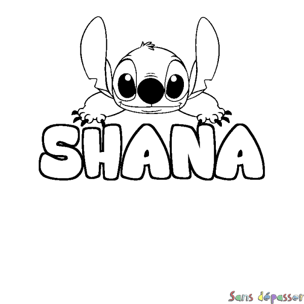 Coloriage prénom SHANA - d&eacute;cor Stitch