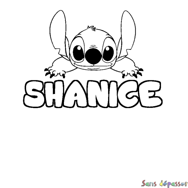 Coloriage prénom SHANICE - d&eacute;cor Stitch