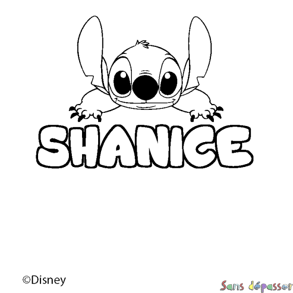 Coloriage pr&eacute;nom SHANICE - d&eacute;cor Stitch