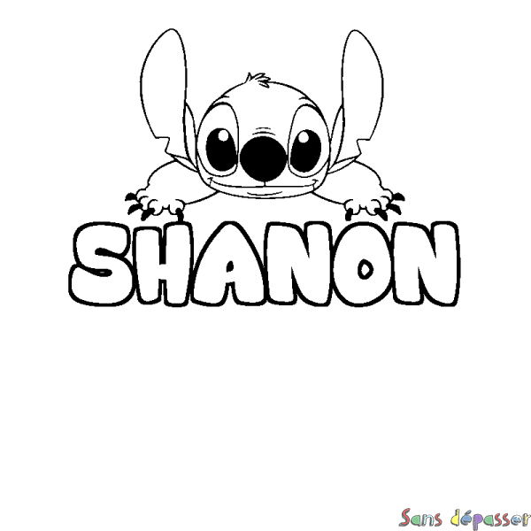 Coloriage prénom SHANON - d&eacute;cor Stitch