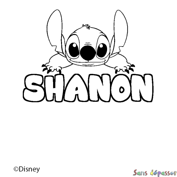 Coloriage pr&eacute;nom SHANON - d&eacute;cor Stitch