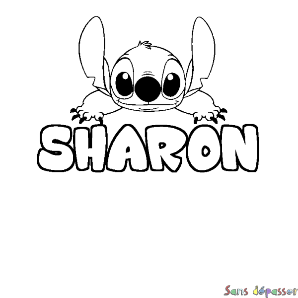 Coloriage prénom SHARON - d&eacute;cor Stitch