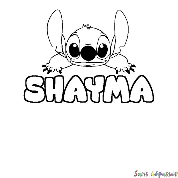 Coloriage prénom SHAYMA - d&eacute;cor Stitch