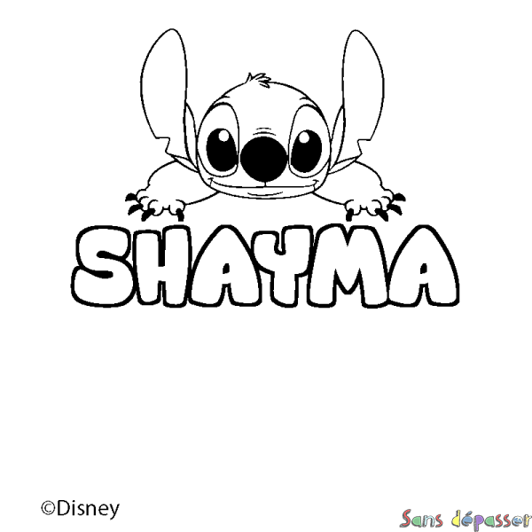 Coloriage pr&eacute;nom SHAYMA - d&eacute;cor Stitch
