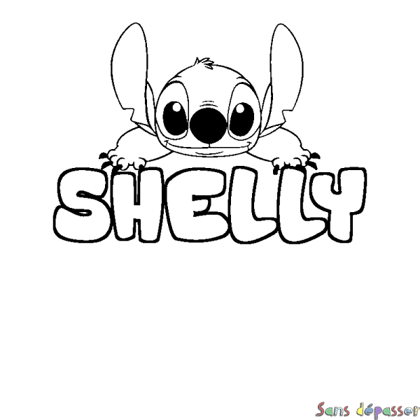 Coloriage prénom SHELLY - d&eacute;cor Stitch