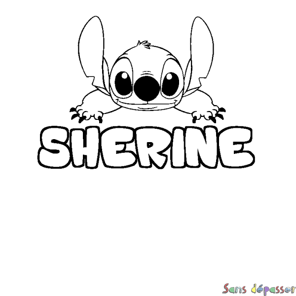 Coloriage prénom SHERINE - d&eacute;cor Stitch