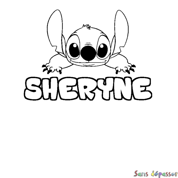 Coloriage prénom SHERYNE - d&eacute;cor Stitch