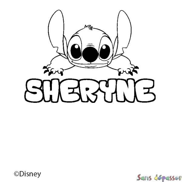 Coloriage pr&eacute;nom SHERYNE - d&eacute;cor Stitch