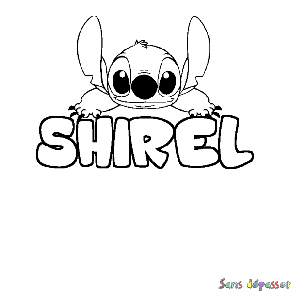Coloriage prénom SHIREL - d&eacute;cor Stitch