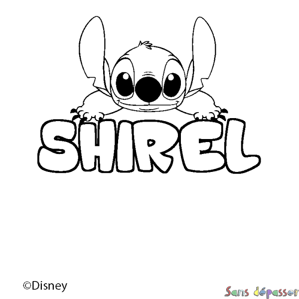 Coloriage pr&eacute;nom SHIREL - d&eacute;cor Stitch