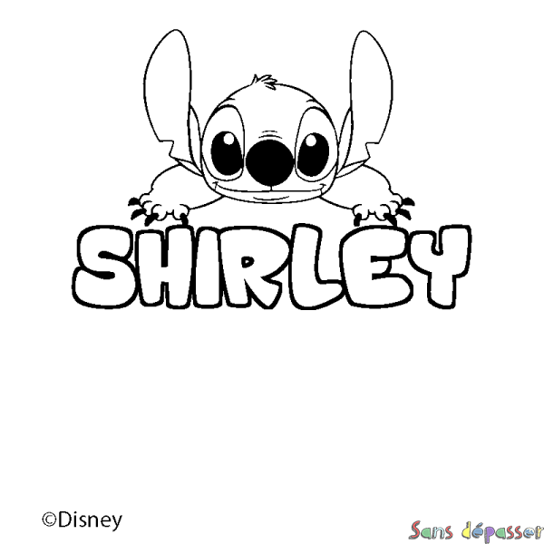 Coloriage pr&eacute;nom SHIRLEY - d&eacute;cor Stitch