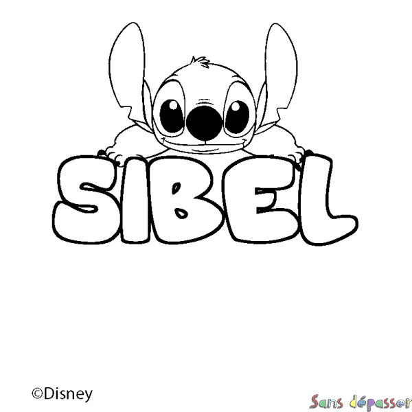 Coloriage pr&eacute;nom SIBEL - d&eacute;cor Stitch
