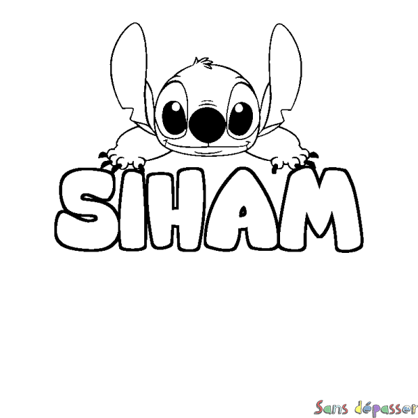 Coloriage prénom SIHAM - d&eacute;cor Stitch