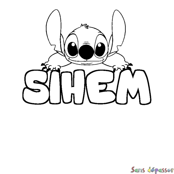 Coloriage prénom SIHEM - d&eacute;cor Stitch