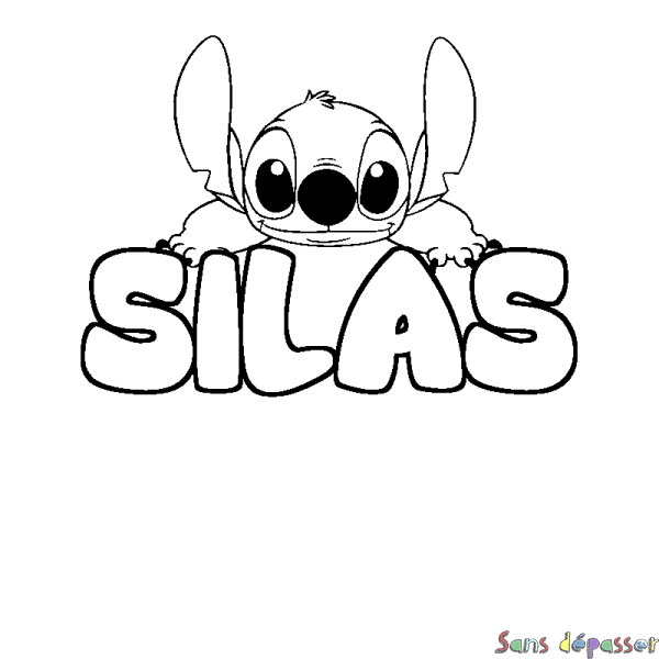 Coloriage prénom SILAS - d&eacute;cor Stitch