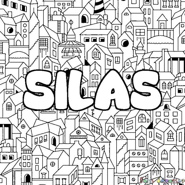 Coloriage prénom SILAS - d&eacute;cor Ville