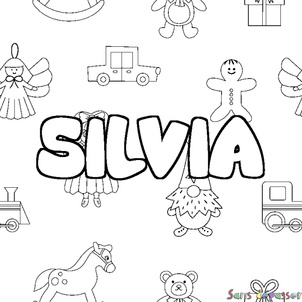 Coloriage prénom SILVIA - d&eacute;cor Jouets