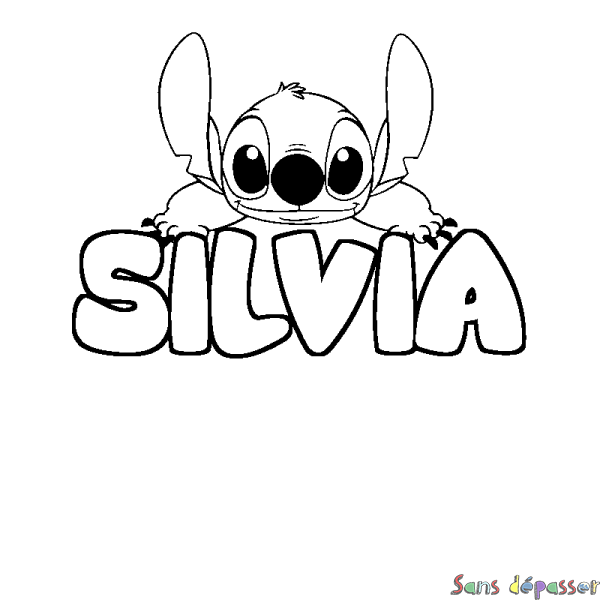 Coloriage prénom SILVIA - d&eacute;cor Stitch