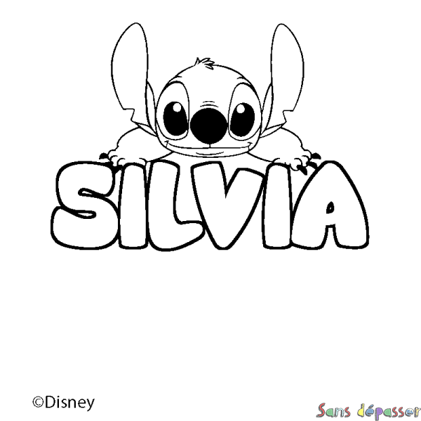 Coloriage pr&eacute;nom SILVIA - d&eacute;cor Stitch