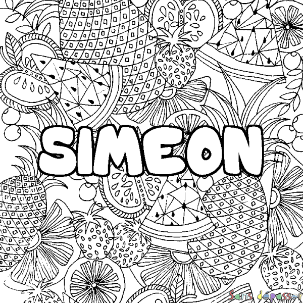 Coloriage prénom SIMEON - d&eacute;cor Mandala fruits