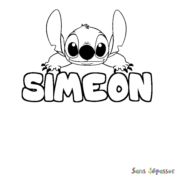 Coloriage prénom SIMEON - d&eacute;cor Stitch