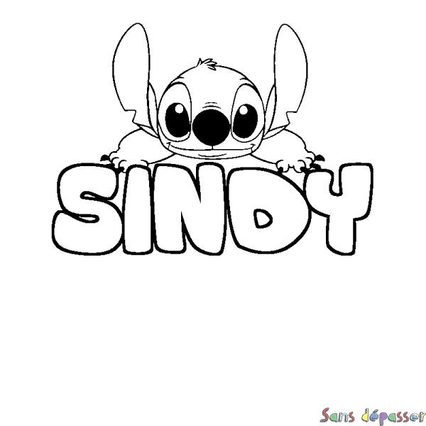 Coloriage prénom SINDY - d&eacute;cor Stitch