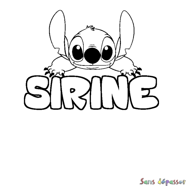 Coloriage prénom SIRINE - d&eacute;cor Stitch