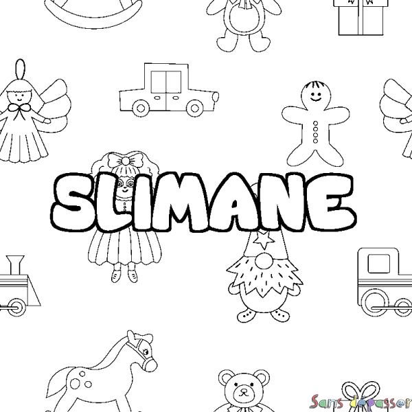 Coloriage prénom SLIMANE - d&eacute;cor Jouets