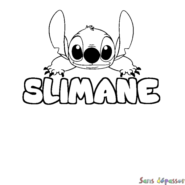 Coloriage prénom SLIMANE - d&eacute;cor Stitch