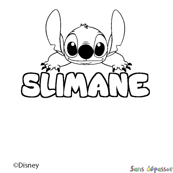 Coloriage pr&eacute;nom SLIMANE - d&eacute;cor Stitch