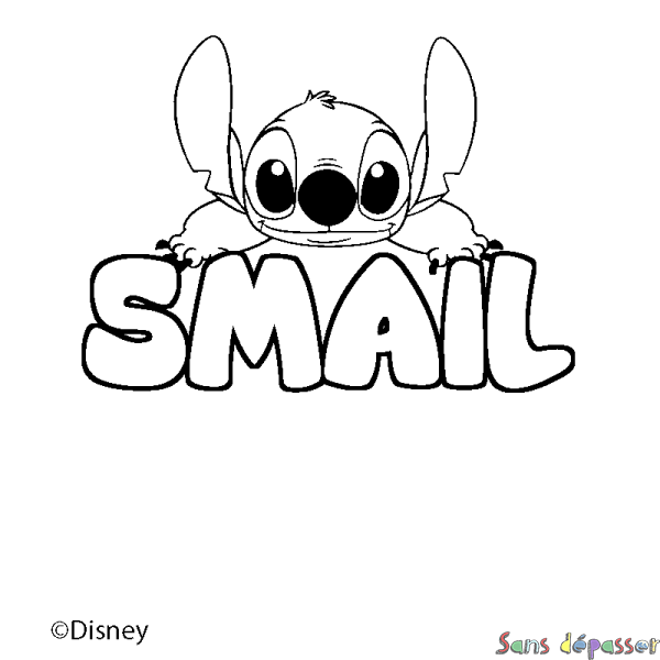 Coloriage pr&eacute;nom SMAIL - d&eacute;cor Stitch