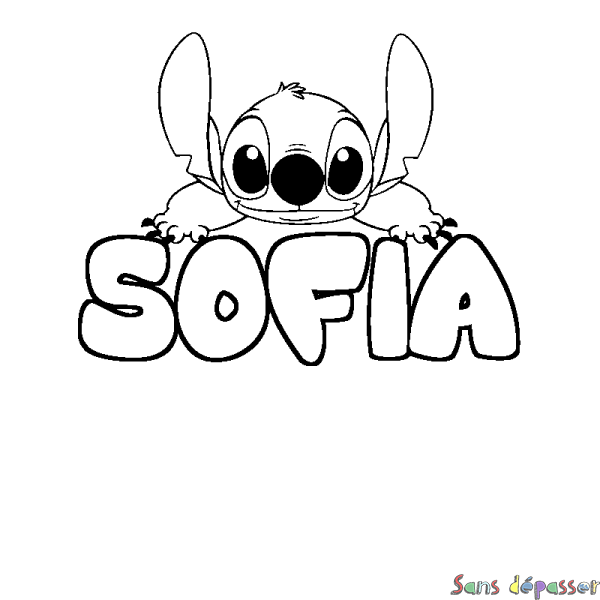 Coloriage prénom SOFIA - d&eacute;cor Stitch