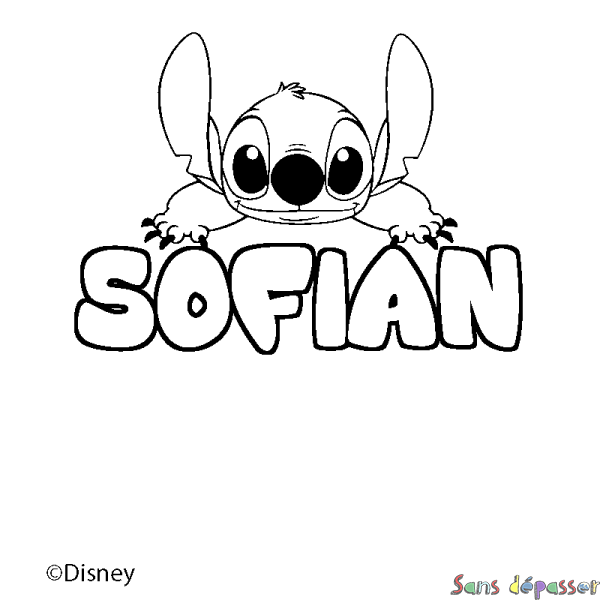 Coloriage pr&eacute;nom SOFIAN - d&eacute;cor Stitch