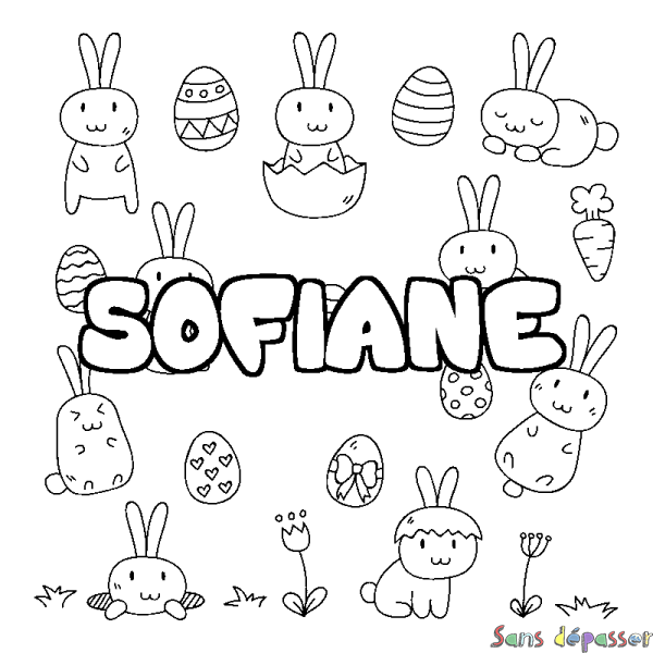 Coloriage pr&eacute;nom SOFIANE - d&eacute;cor Paques