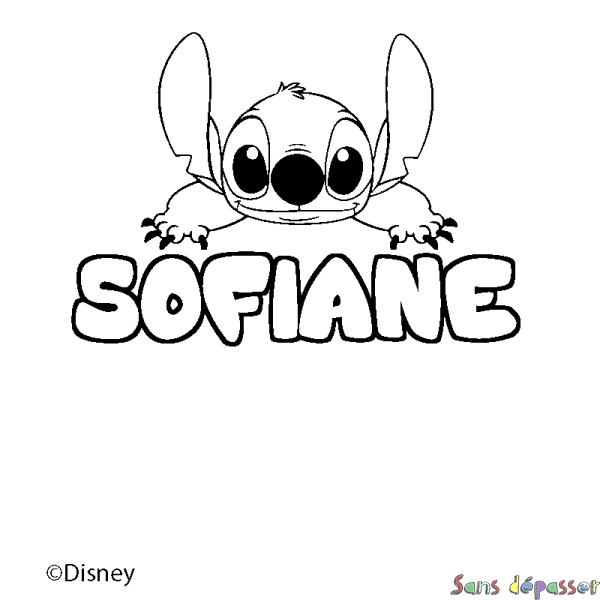 Coloriage pr&eacute;nom SOFIANE - d&eacute;cor Stitch