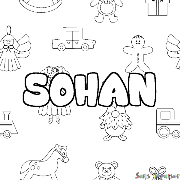 Coloriage prénom SOHAN - d&eacute;cor Jouets
