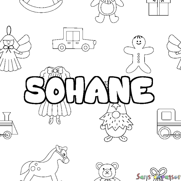 Coloriage prénom SOHANE - d&eacute;cor Jouets
