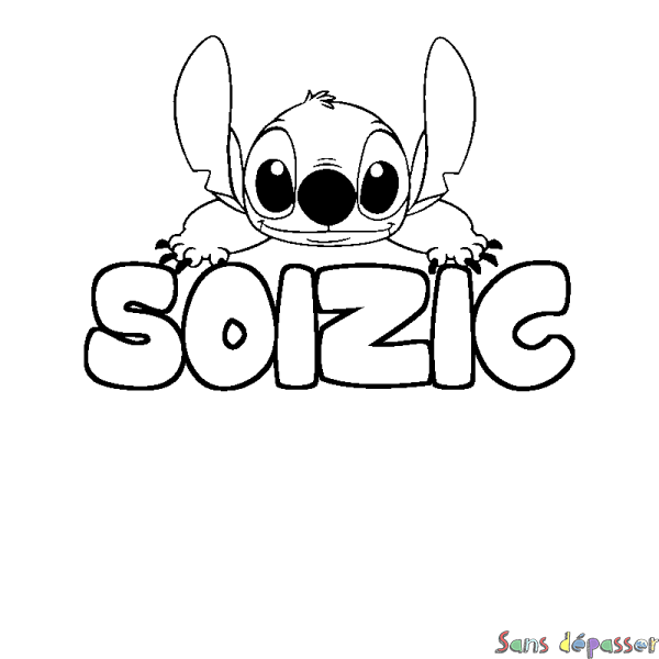 Coloriage prénom SOIZIC - d&eacute;cor Stitch