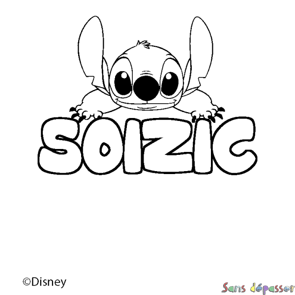 Coloriage pr&eacute;nom SOIZIC - d&eacute;cor Stitch