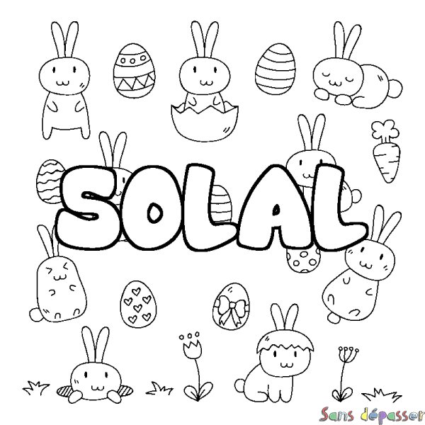 Coloriage pr&eacute;nom SOLAL - d&eacute;cor Paques