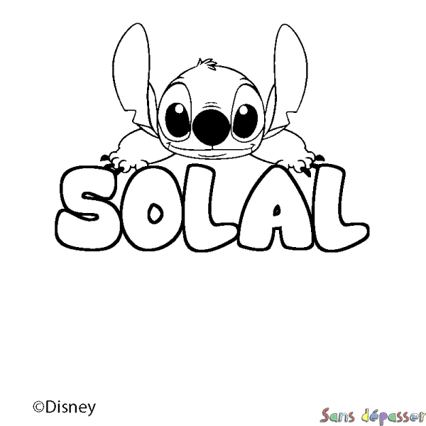 Coloriage pr&eacute;nom SOLAL - d&eacute;cor Stitch