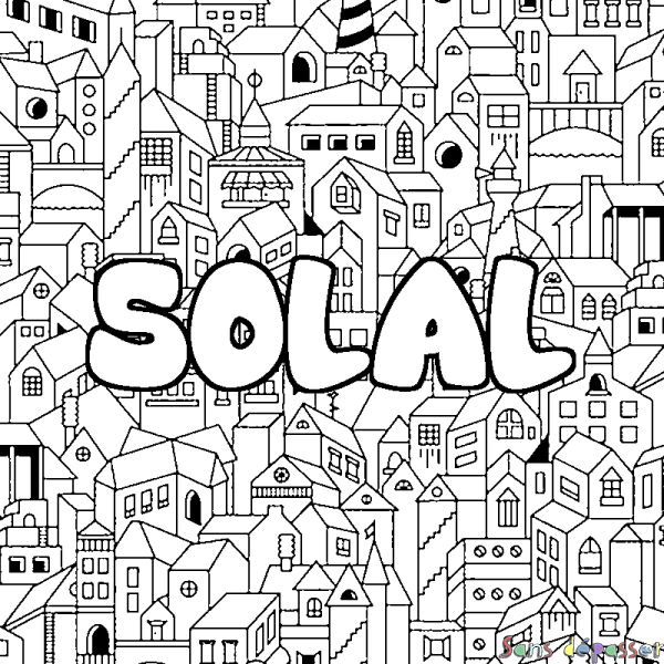 Coloriage pr&eacute;nom SOLAL - d&eacute;cor Ville