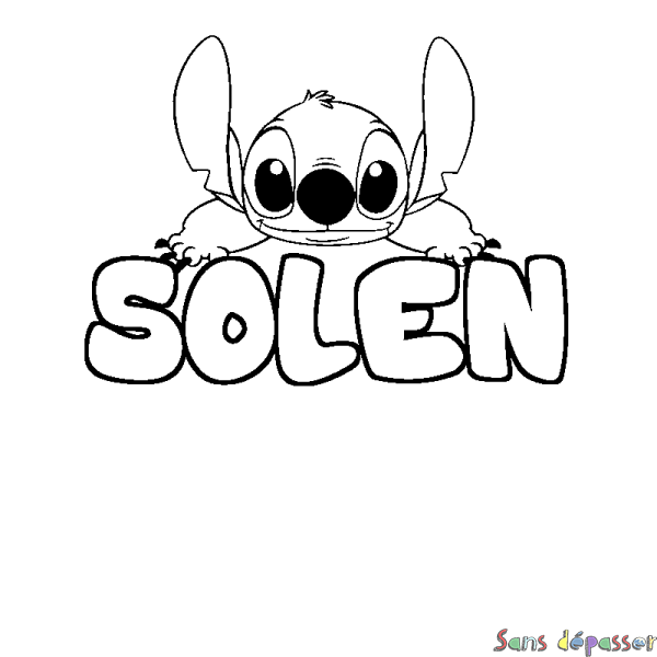 Coloriage prénom SOLEN - d&eacute;cor Stitch