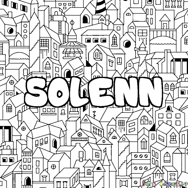 Coloriage prénom SOLENN - d&eacute;cor Ville
