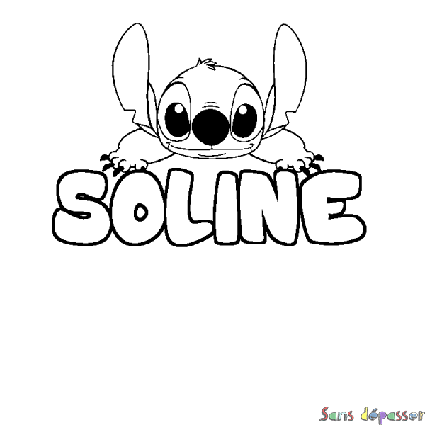 Coloriage prénom SOLINE - d&eacute;cor Stitch